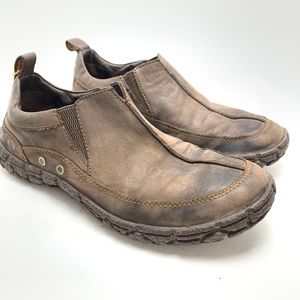 BORN Brown Genuine Leather Loafers Rustic Casual Shoes Neutral Men's M6621  9.5